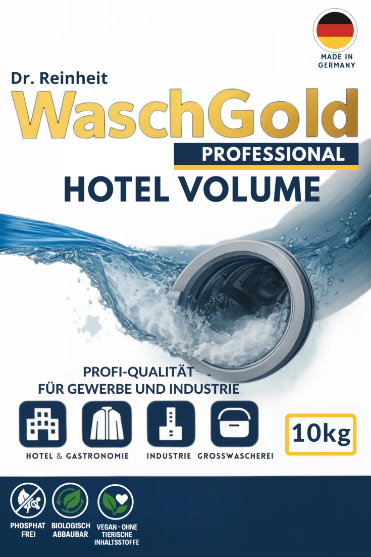WaschGold Hotel Volume - Wirtschaftliche Wahl, professionelles Waschmittel WaschGold Dr. Reinheit, Made in Germany