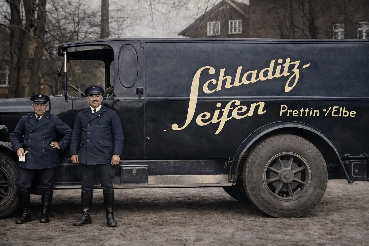 Historischer Lieferwagen Schladitz-Seifen Prettin a/Elbe