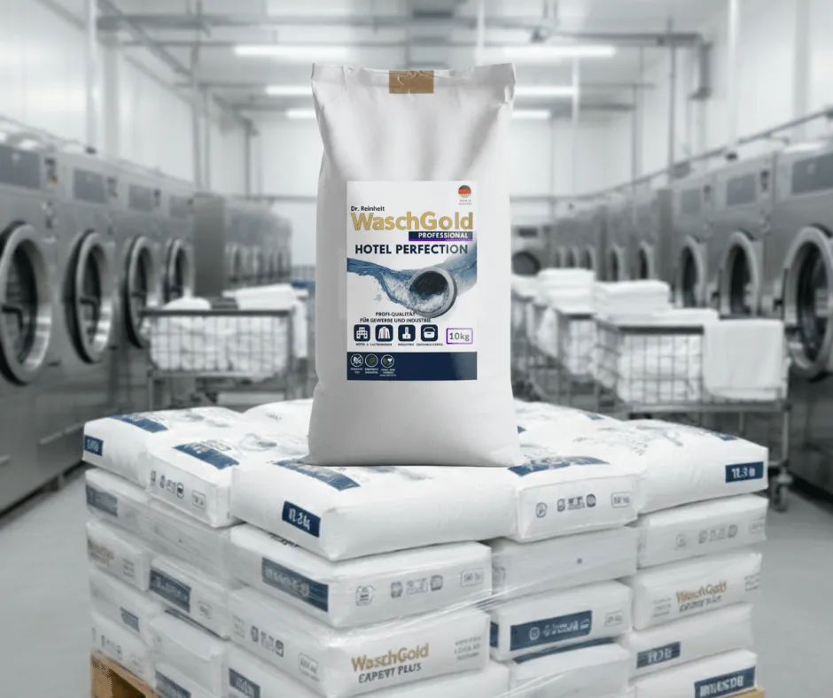 WaschGold Hotel Perfection 10kg Premium konzentriertes Waschmittel - Sauerstoff-Desinfektion ab 60°C für Hotels und Gastronomie, Made in Germany
