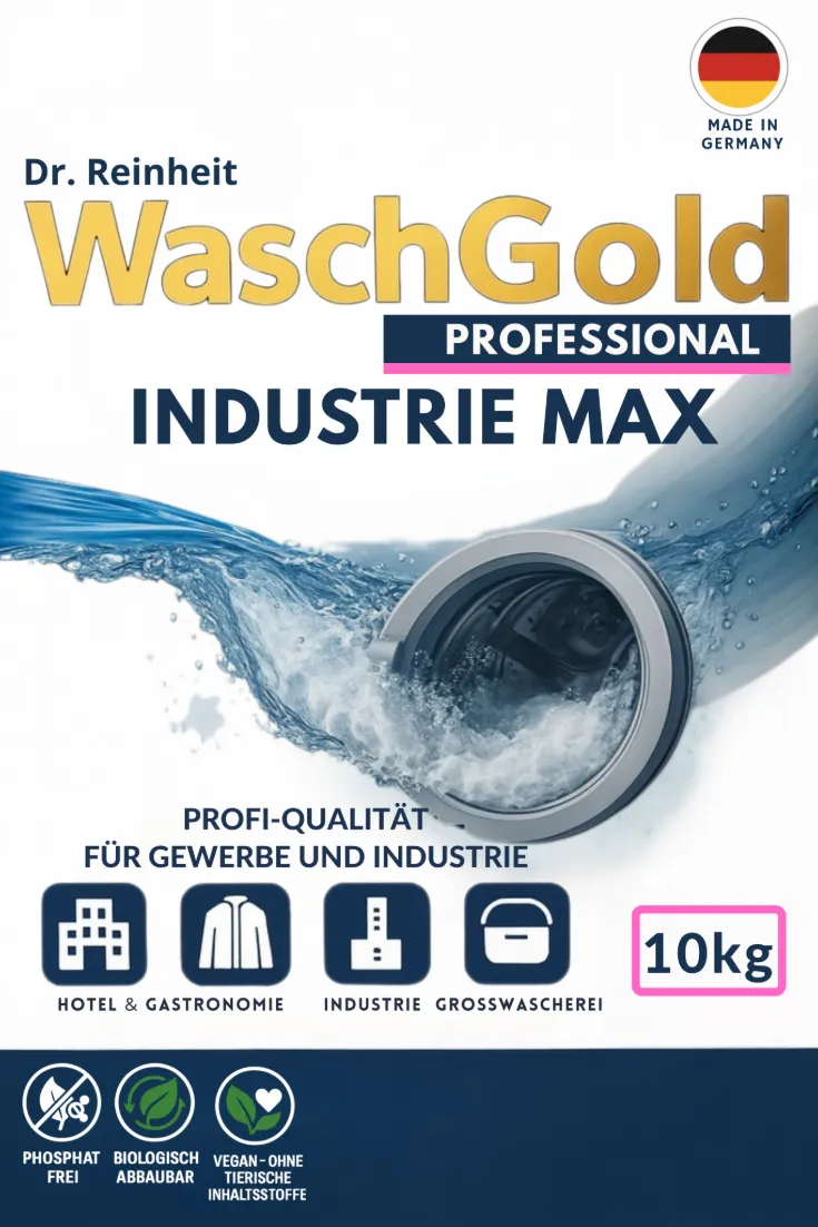 WaschGold Industrie Maxx professionelles Industriewaschmittel - wirksam ab 30°C, niedriger Schaum, Sauerstoffbleiche, Made in Germany