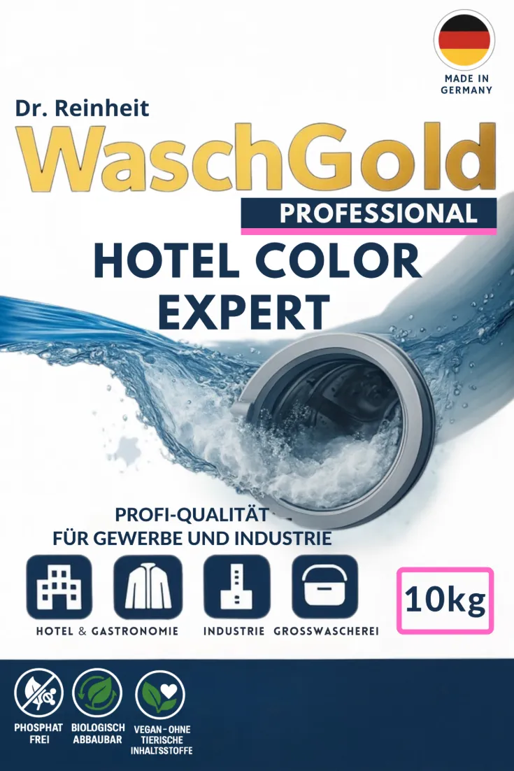 WaschGold Color Expert Hotel - Starkes professionelles Buntwaschmittel, professionelles Waschmittel WaschGold Dr. Reinheit, Made in Germany