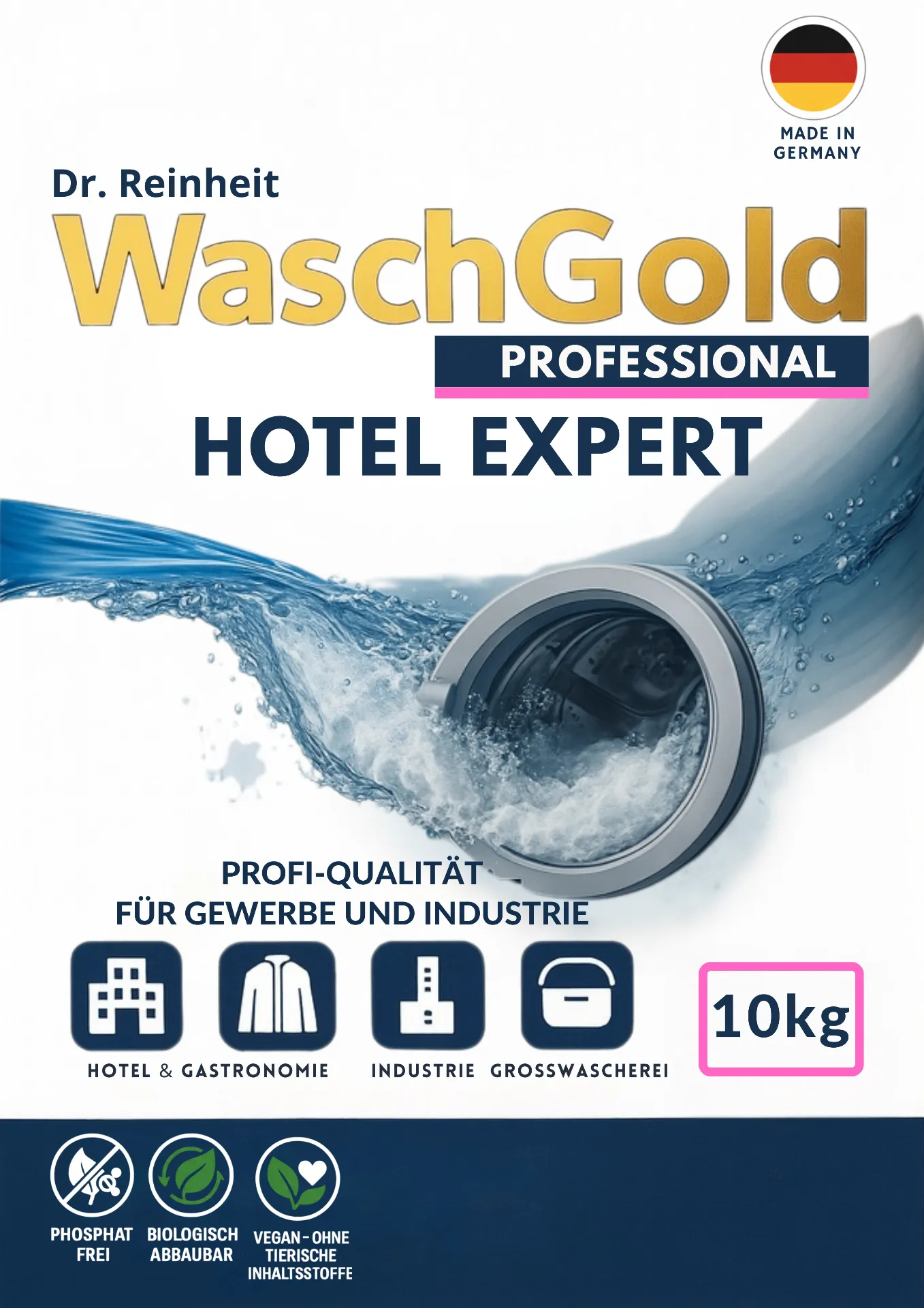 WaschGold Hotel Expert - Sparsam und wirksam, professionelles Waschmittel WaschGold Dr. Reinheit, Made in Germany